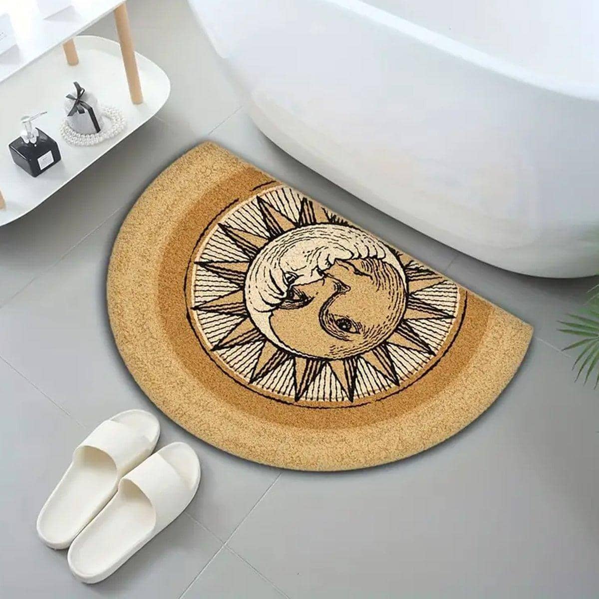 Semi Circular Non-Slip Door Mat - Sun and Moon, 75 x 50cm - view 4