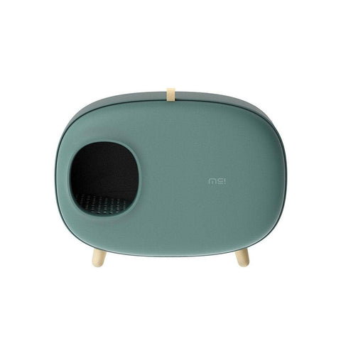 Semi-Enclosed Cat Litter Box with Drawer Tray - Green