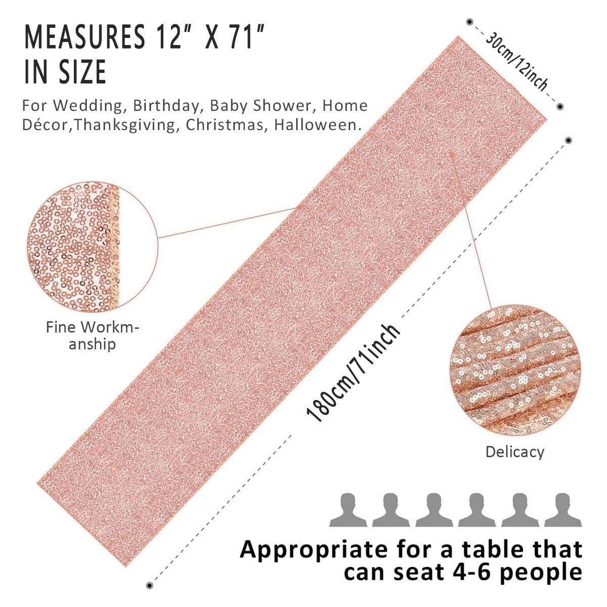 Sequin Table Runner, 30 x 180 cm - Yellow - view 4