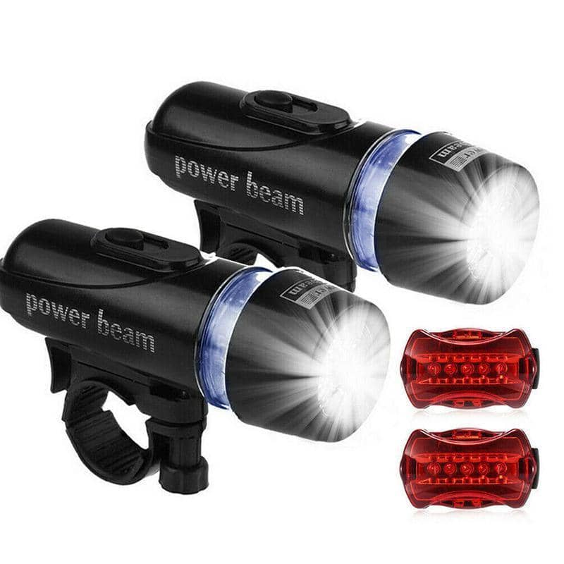 Set of 2 LED Bike Front and Rear Light, Waterproof Bicycle Headlight and Tail Light - view 2
