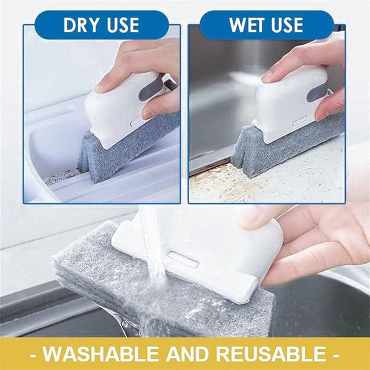 Set of 3 Window Groove Cleaning Brushes with Scraper for Tracks, Sills and Door Recesses - view 5