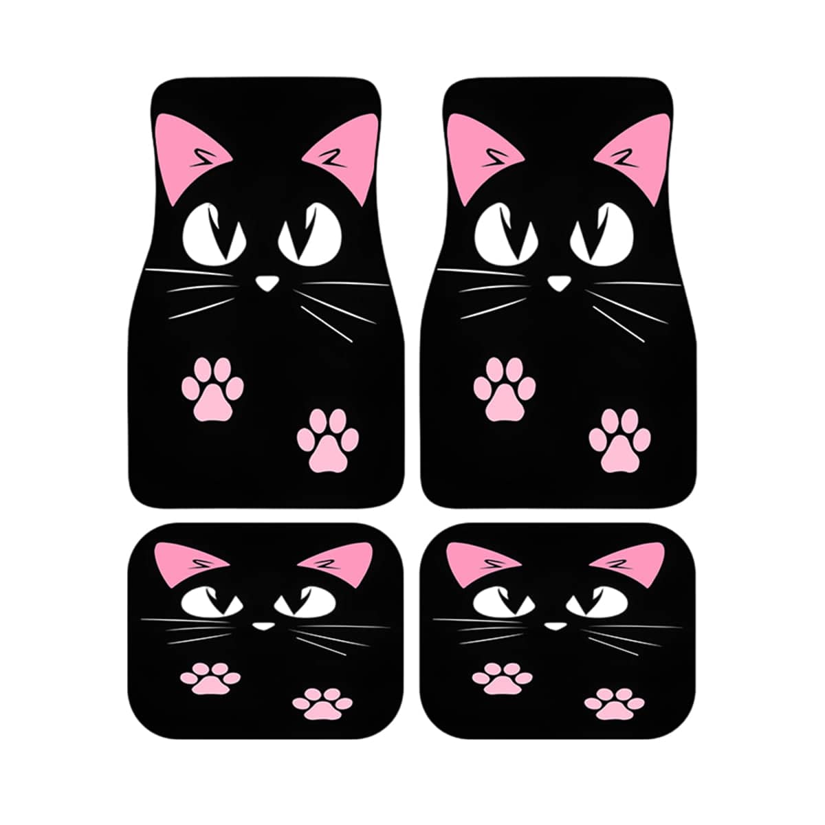 Set of 4 Car Floor Mats with Cute Cat Design, Anti Slip and Waterproof - view 2