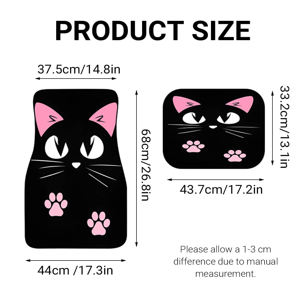 Set of 4 Car Floor Mats with Cute Cat Design, Anti Slip and Waterproof - view 3