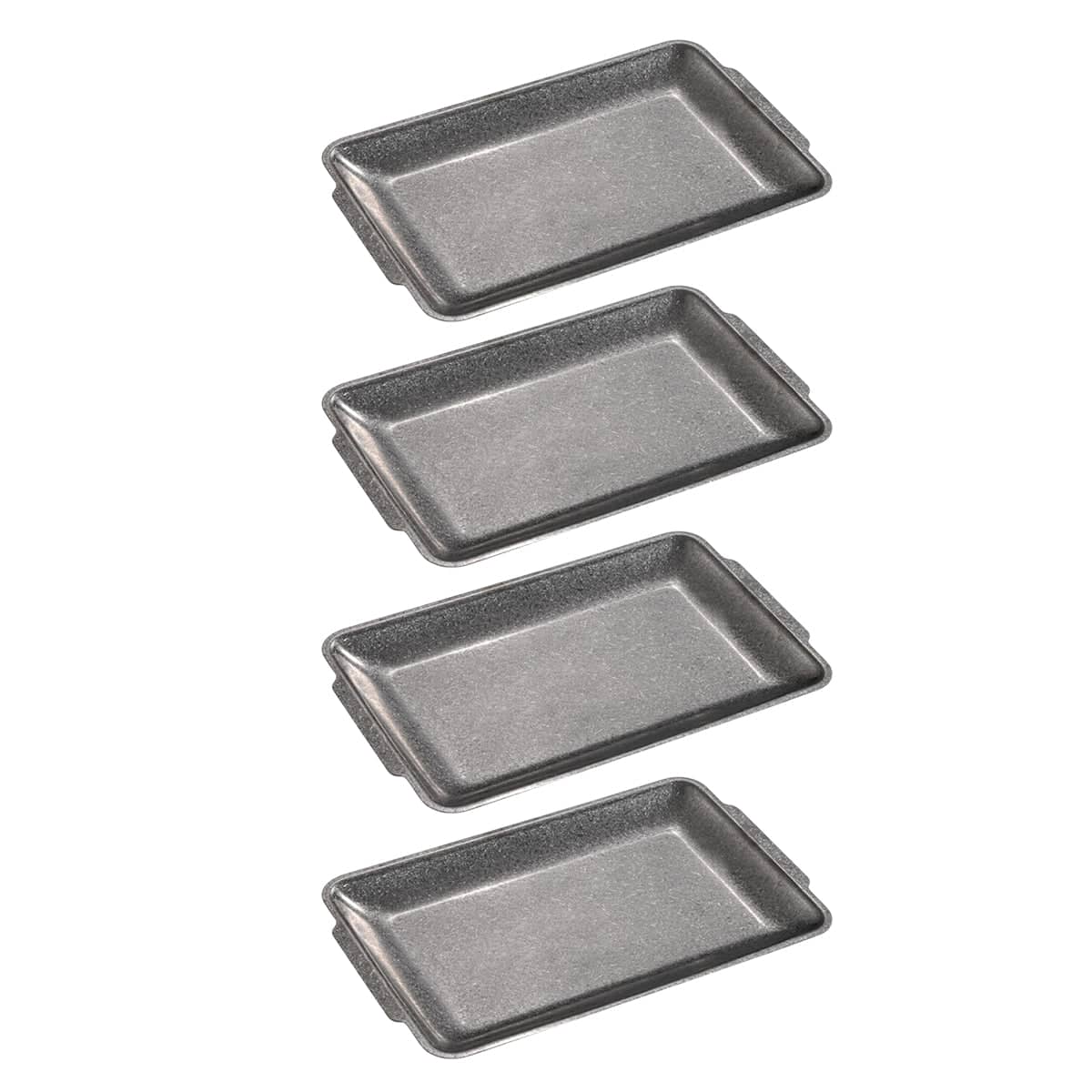 Set of 4 Grey Rectangular Stainless Steel Serving Trays for Kitchen and Dining - view 2