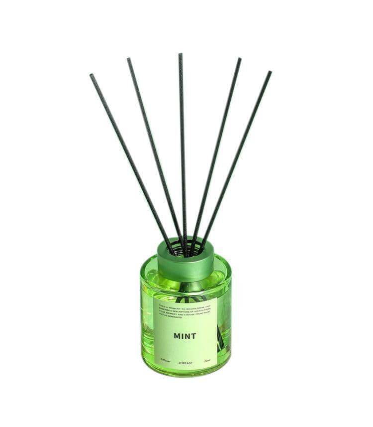 Set of 5 Rattan Reed Diffusers, 120 ml Fireless Aromatherapy Home Fragrance - Mint