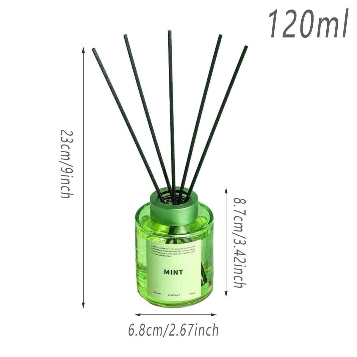 Set of 5 Rattan Reed Diffusers, 120 ml Fireless Aromatherapy Home Fragrance - Mint - view 4