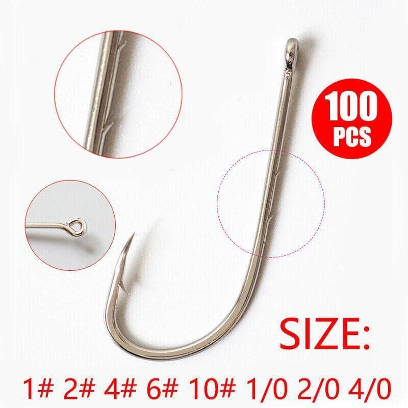 Sharpened Baitholder Fishing Hooks, Barbed Long Shank - Size 4/0, Pack of 100 - view 2