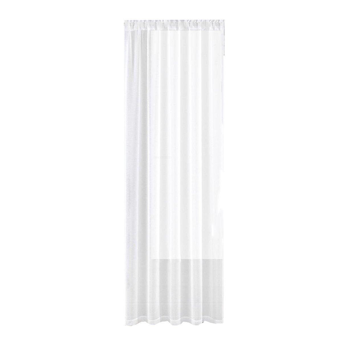 Sheer Voile Curtain Panel, Rod Pocket, 140 x 230 cm - White