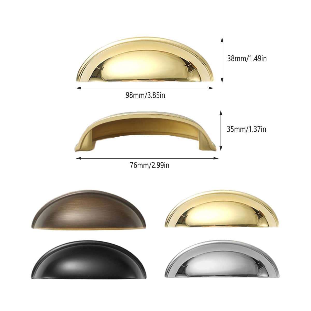 Shell Cabinet Door Handle, Single Hole Drawer Pull - Gold - view 4