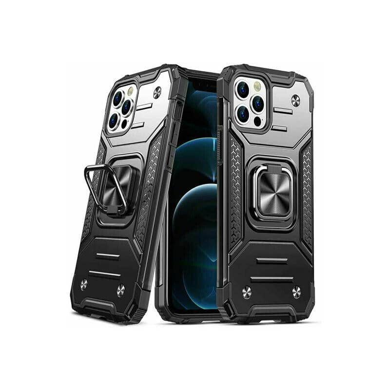 Shockproof Ring Holder Phone Case for iPhone 14 Plus - Black