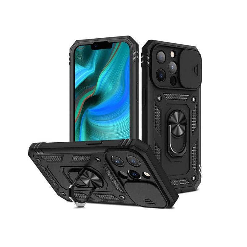 Shockproof Ring Phone Case, Black - iPhone 13 Pro