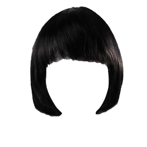 Short Bob Wig with Bangs, Synthetic Cosplay Wig - Black