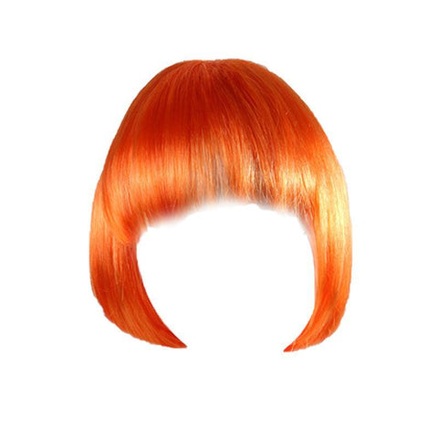 Short Bob Wig with Bangs, Synthetic Cosplay Wig - Orange