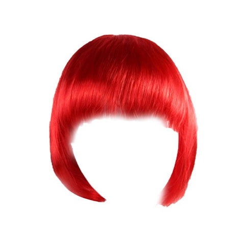 Short Bob Wig with Bangs, Synthetic Cosplay Wig - Red