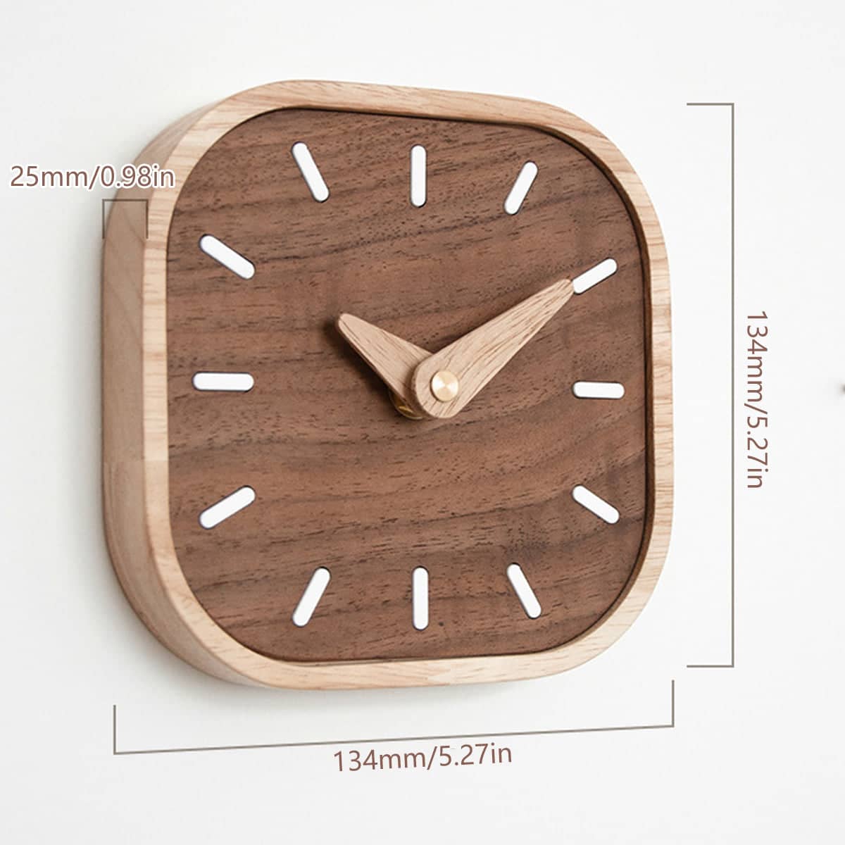 Silent Solid Walnut Wood Desk Clock, Small Table Clock for Home Decor - view 3