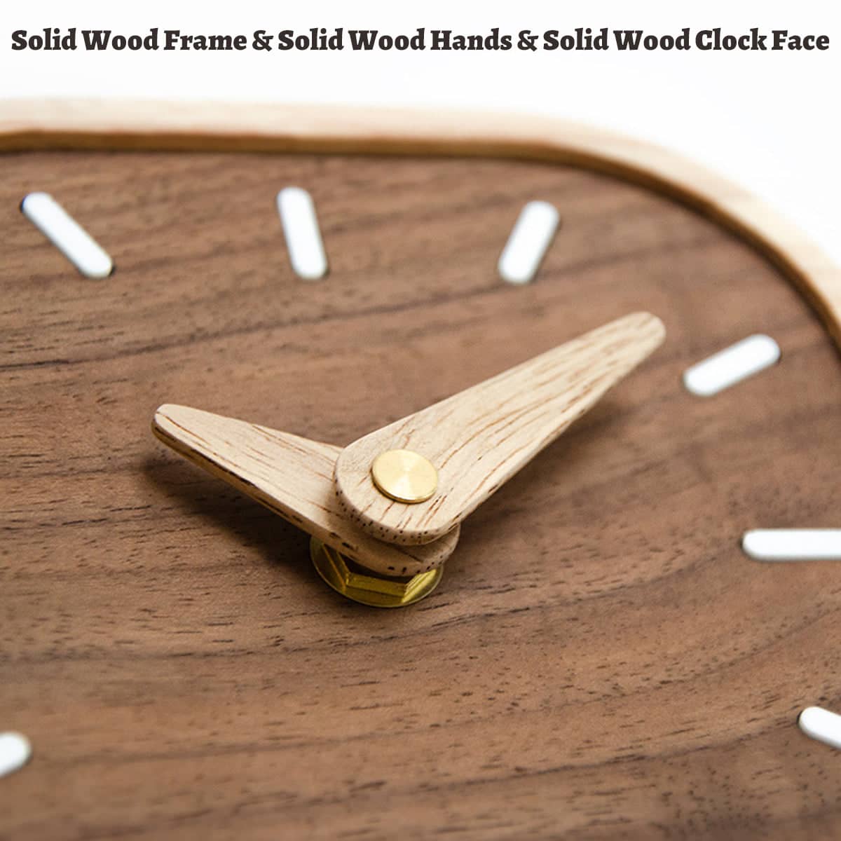 Silent Solid Walnut Wood Desk Clock, Small Table Clock for Home Decor - view 4