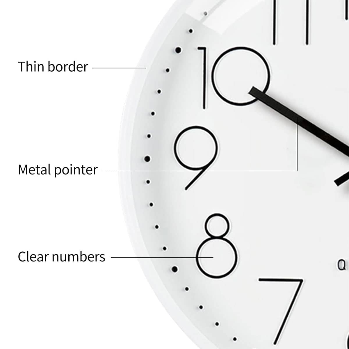 Silent Wall Clock 30cm Round Quartz for Home, Office and Living Room - view 4
