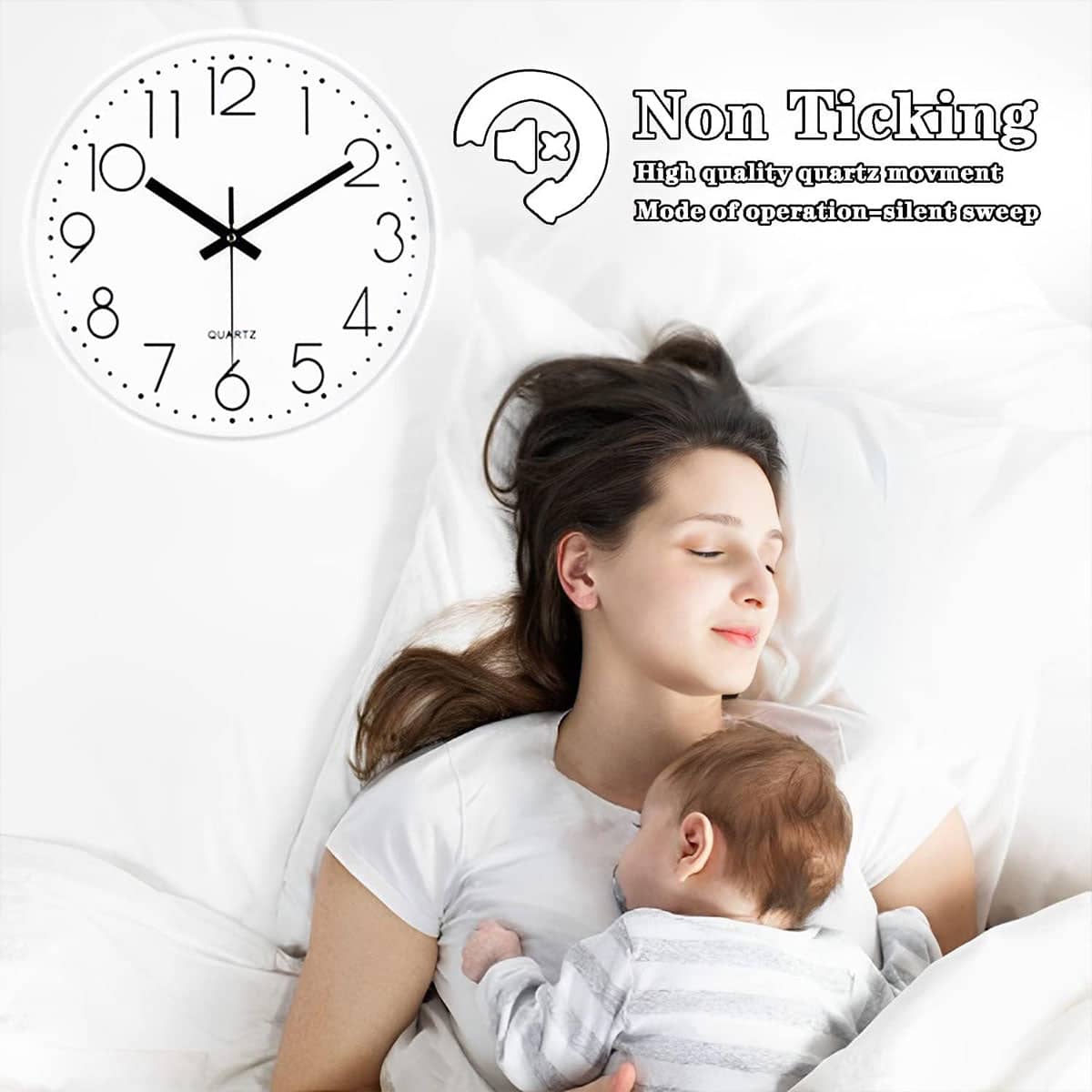 Silent Wall Clock 30cm Round Quartz for Home, Office and Living Room - view 5