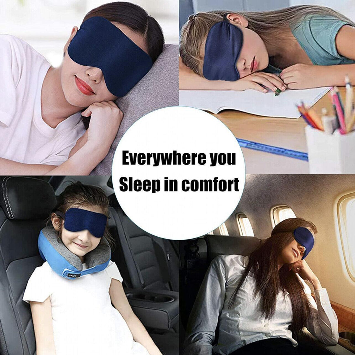 Silk Sleep Eye Mask with Elastic Strap - Beige - view 7