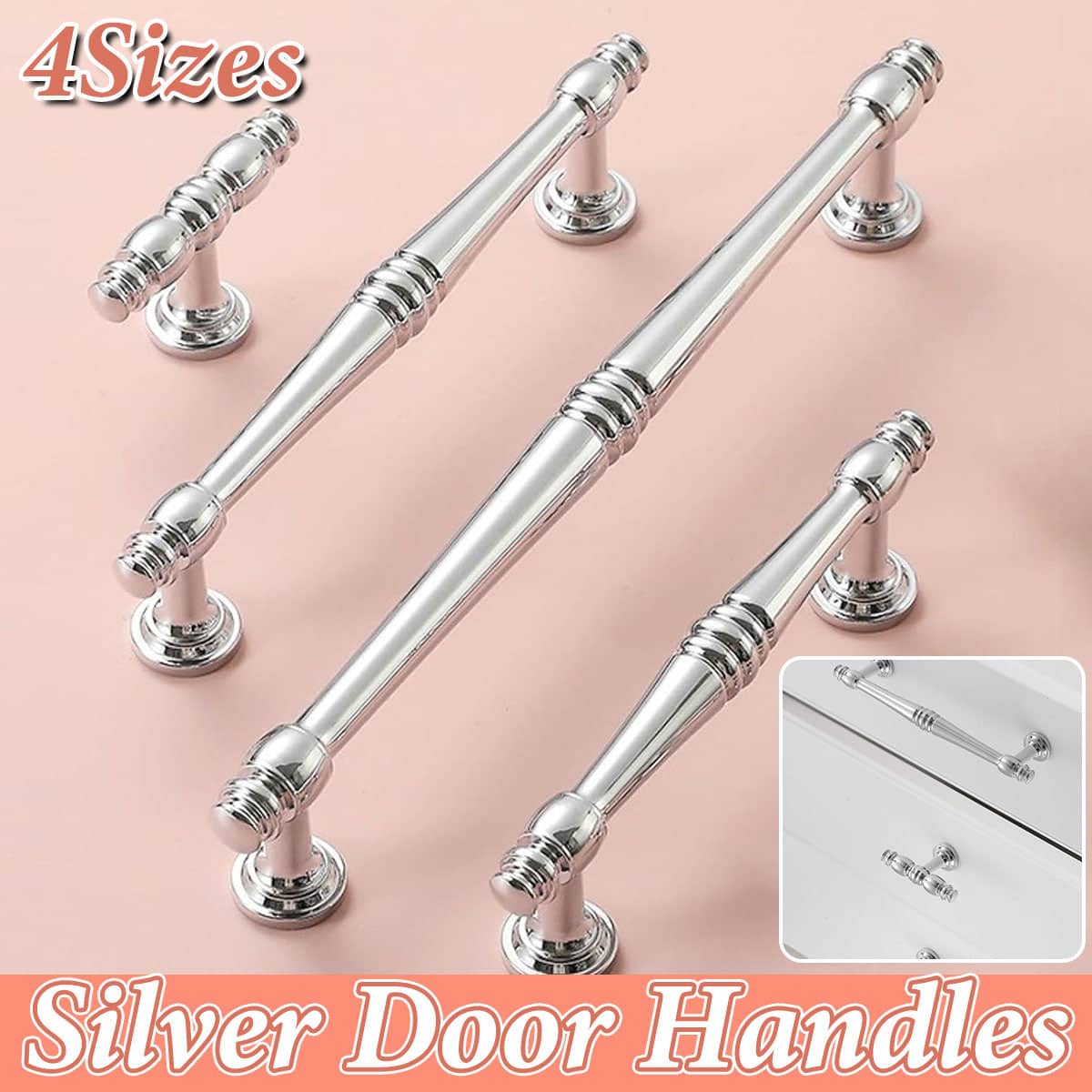 Silver Cabinet Drawer Handle - Single Hole, 57 mm Long - view 2