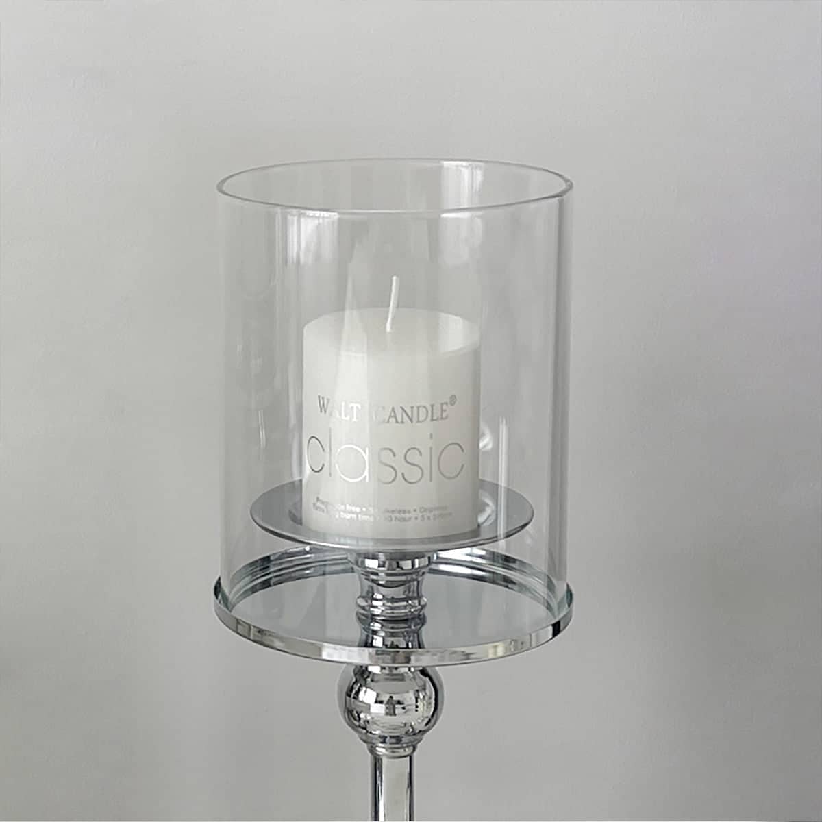Silver Metal Glass Candlestick Holder for Table Decor - Small 26 cm - view 5