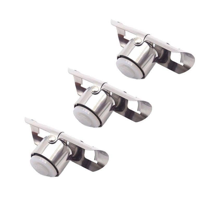 Silver Stainless Steel Champagne Stopper for Sparkling Wine, Pack of 3 - view 2