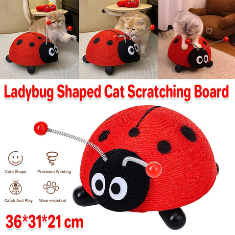 Sisal Cat Scratching Post, Ladybug Design, 36 x 31 x 21 cm