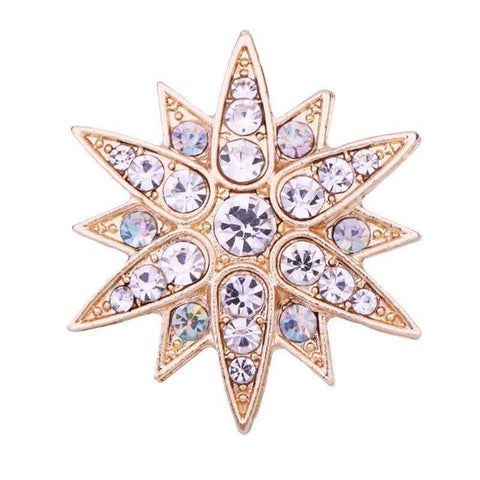 Six Pointed Star Brooch with Rhinestones - Gold