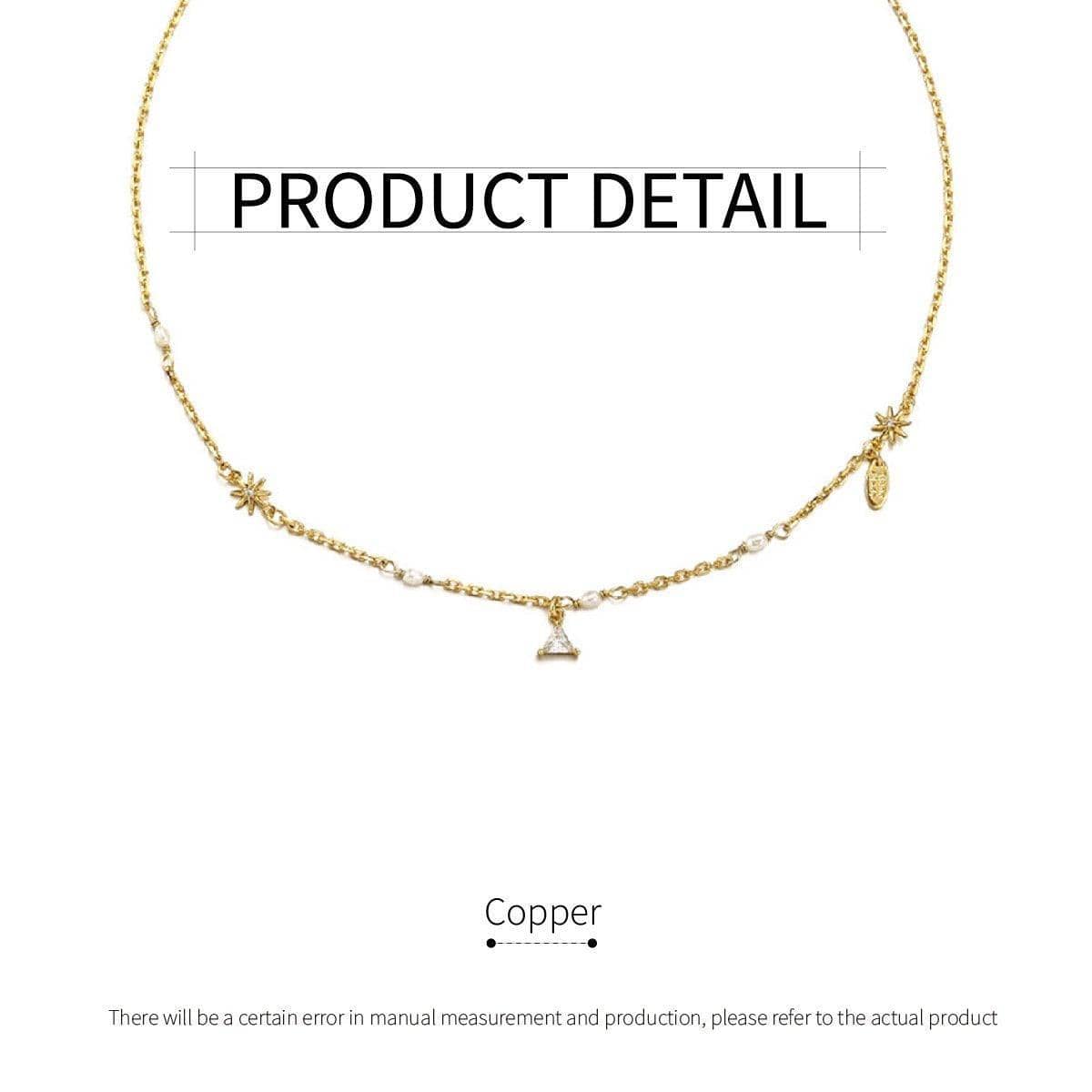 Six-Pointed Star Pendant Necklace with Pearl Accents for Women, Gold Tone - view 3