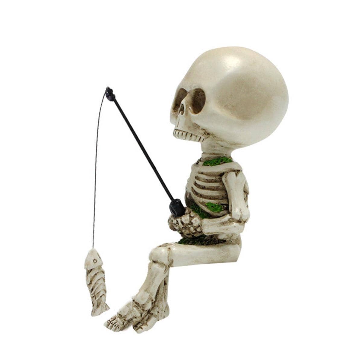 Skeleton Fishing Resin Ornament for Flower Pot or Garden - view 2