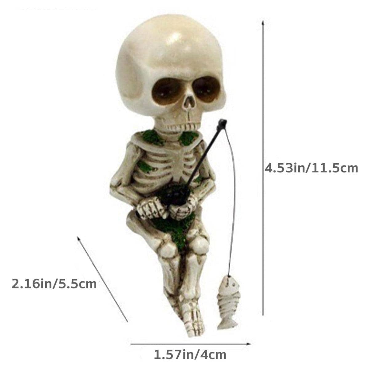 Skeleton Fishing Resin Ornament for Flower Pot or Garden - view 3