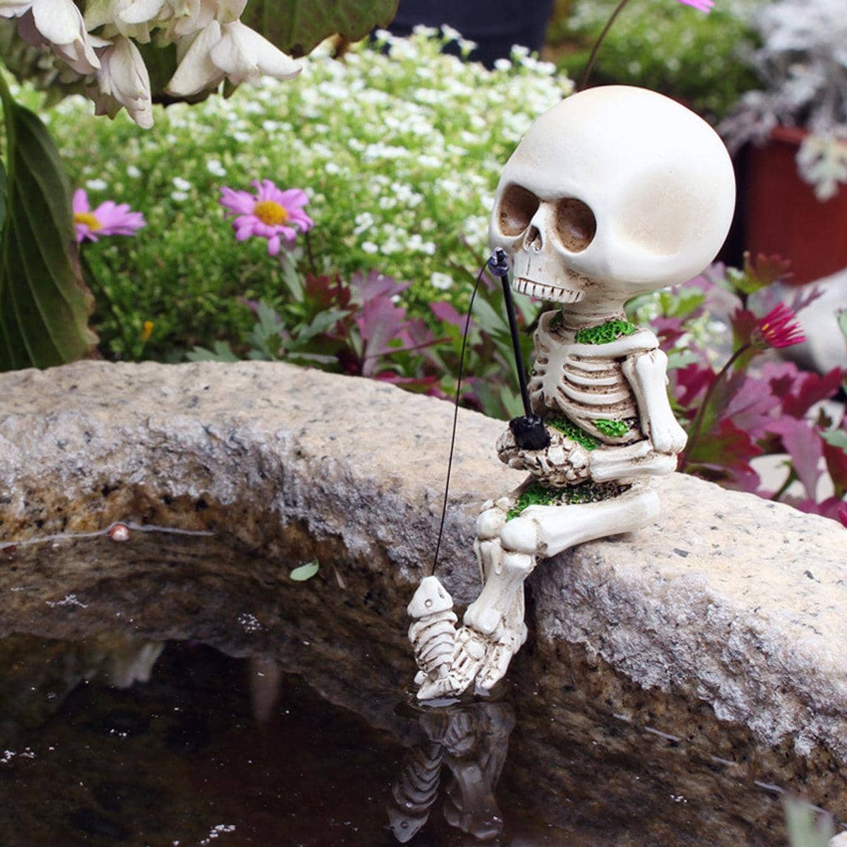 Skeleton Fishing Resin Ornament for Flower Pot or Garden - view 4