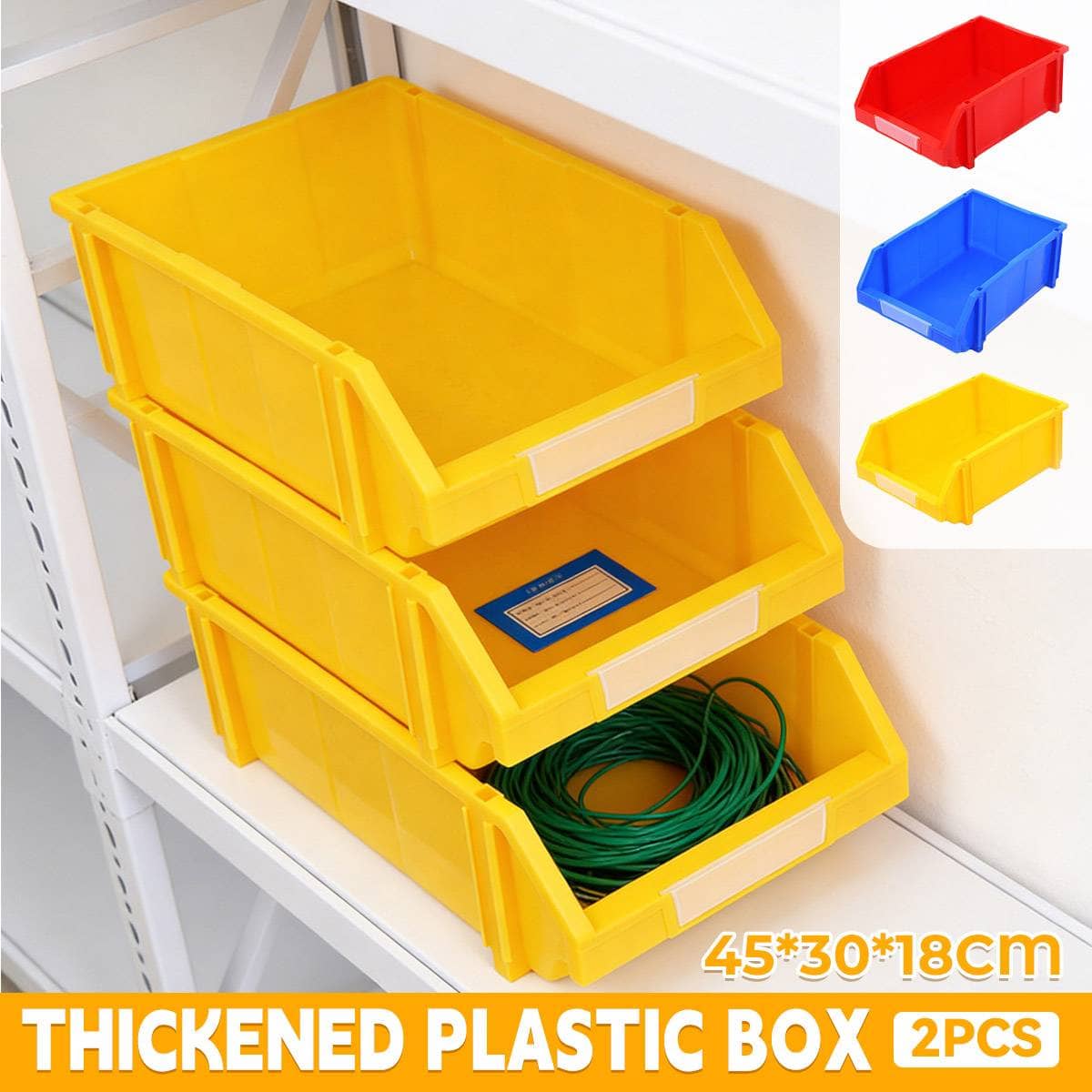 Slanted Plastic Storage Boxes for Screws, Nuts and Crafts, Pack of 2 - Red - view 2