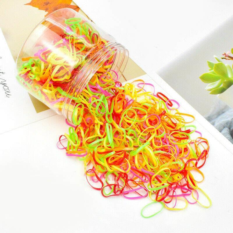 Small Elastic Hair Ties, Pack of 400 - Neon Mix - view 6