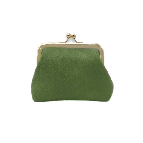Small Leather Coin Purse with Clasp for Women - Light Green