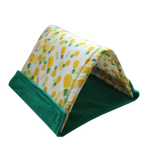 Small Pet Tent Sleep Mat 2-In-1 Foldable Cosy Pet Den - Yellow Pineapple Print