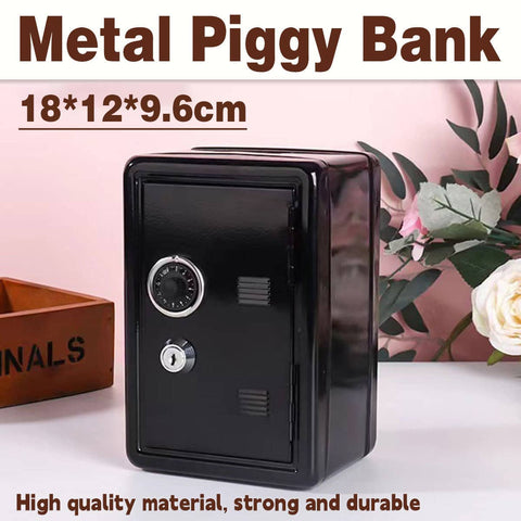 Small Piggy Bank Safe Money Box with Key Lock for Coins and Cash