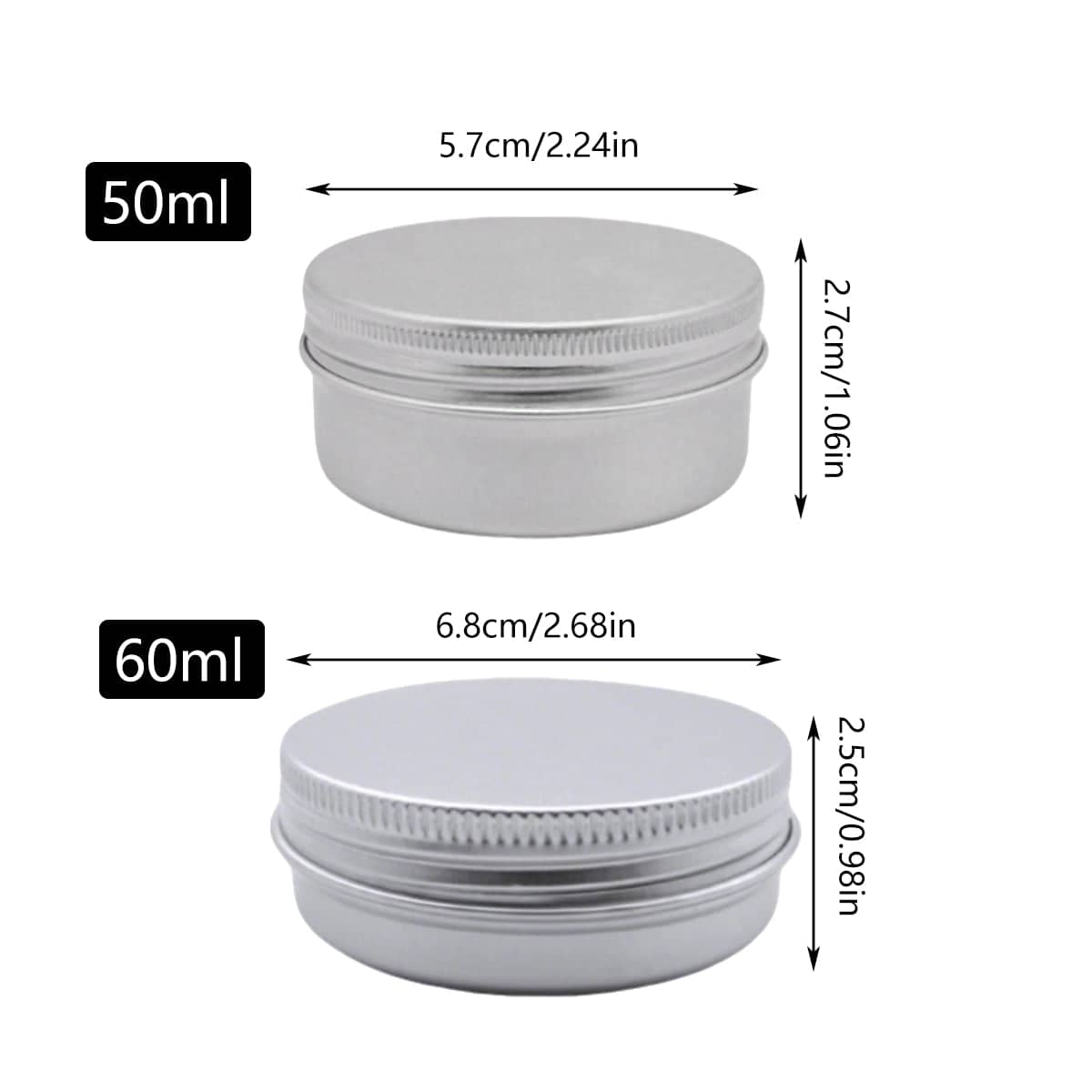 Small Round Aluminium Storage Tins with Screw Lids for Balms, Crafts and Jewellery - 50 ml - view 4