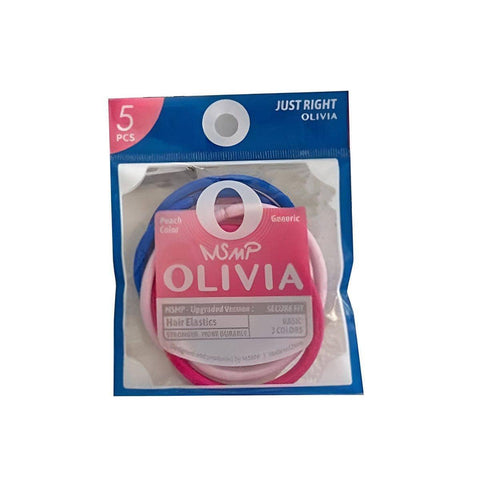 Snagless Elastic Hair Ties for Ponytails, Pack of 5 - Royal Blue, Blush and Fuchsia