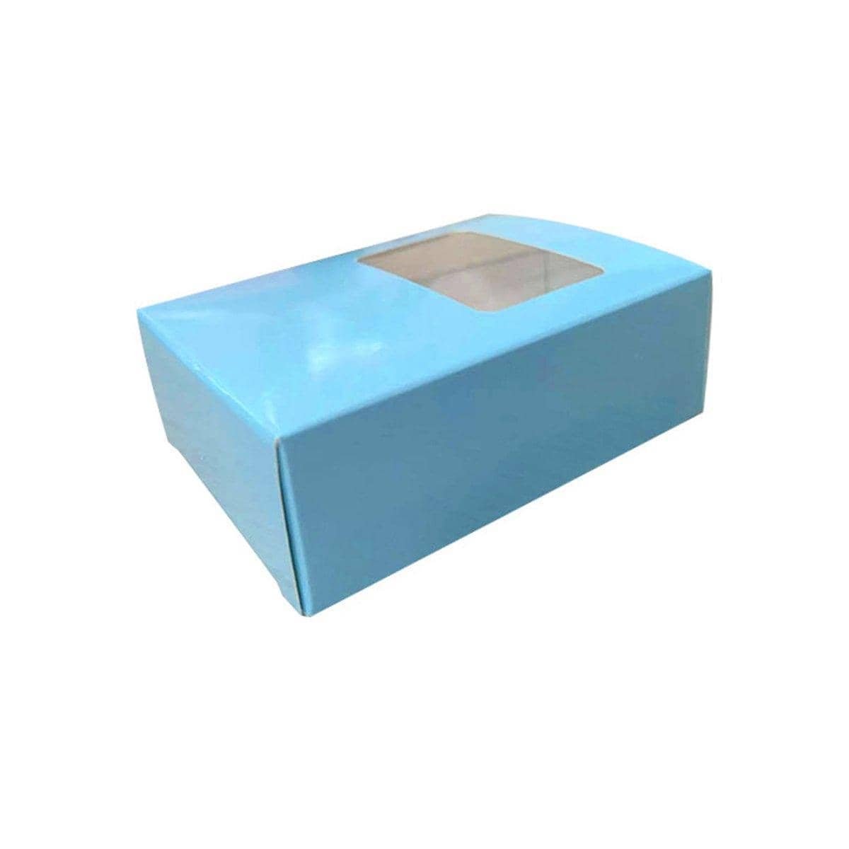 Soap Packaging Boxes, Kraft Paper Rectangular with Window, Pack of 50 - Blue