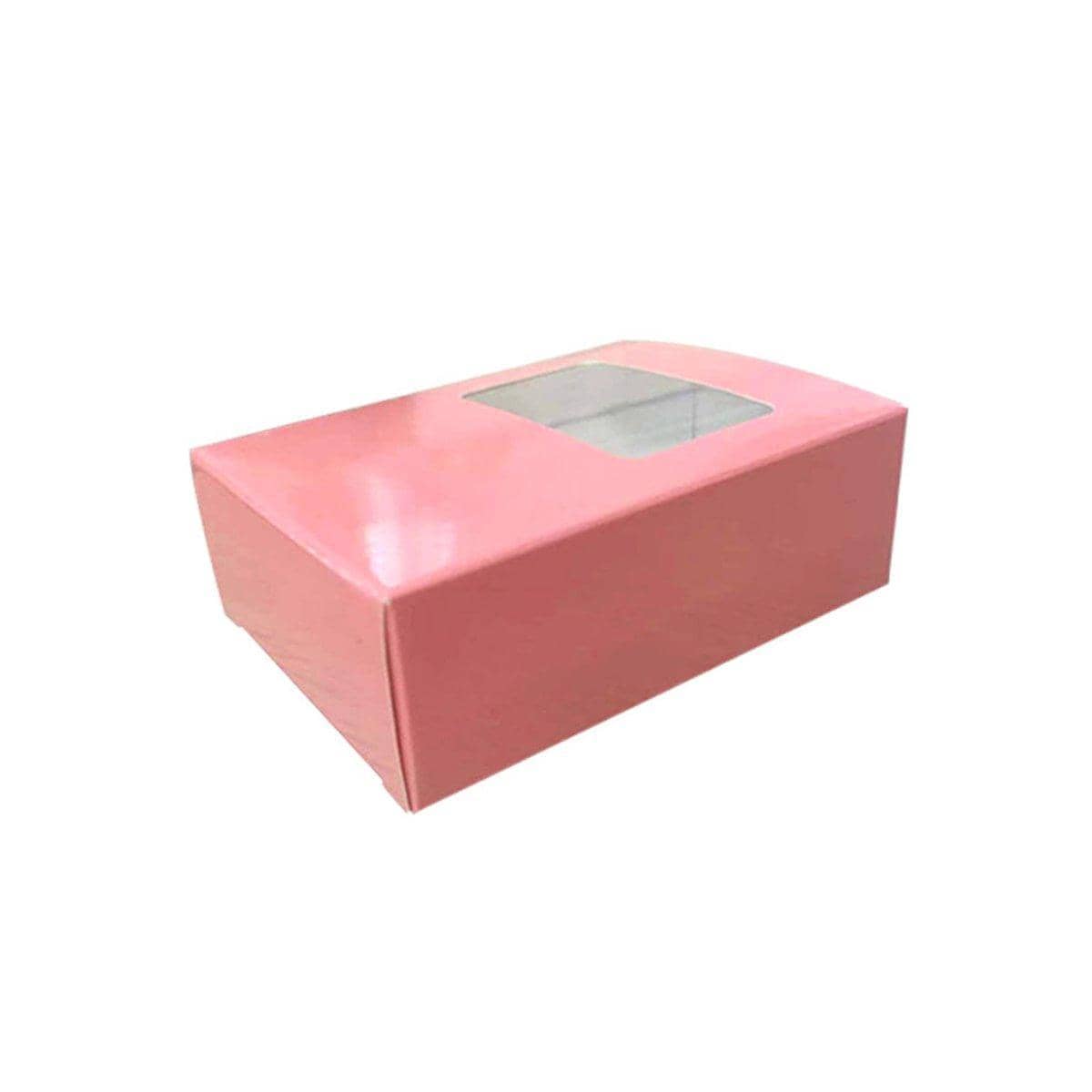 Soap Packaging Boxes, Kraft Paper Rectangular with Window, Pack of 50 - Pink