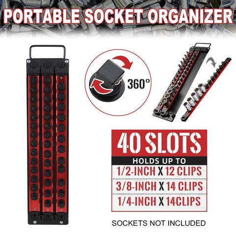 Socket Storage Rack Portable Tool Organiser with 40 Slots for Garage Workshop