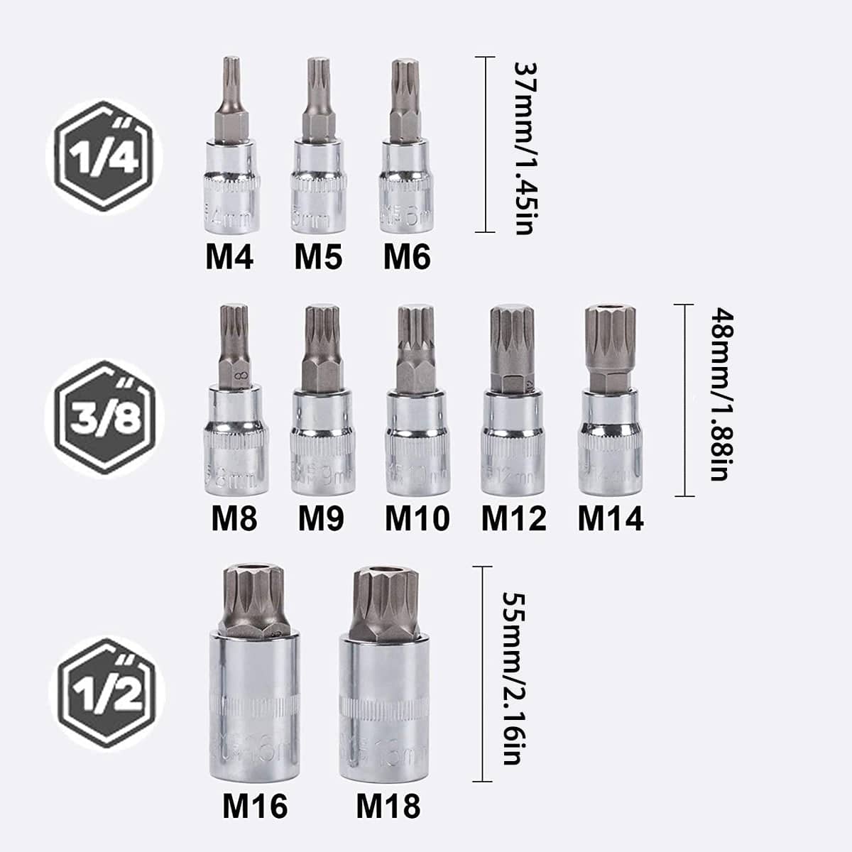 Socket Wrench Set 10 Piece Chrome Vanadium Auto Repair Tool Kit with Ratchet Driver - view 3