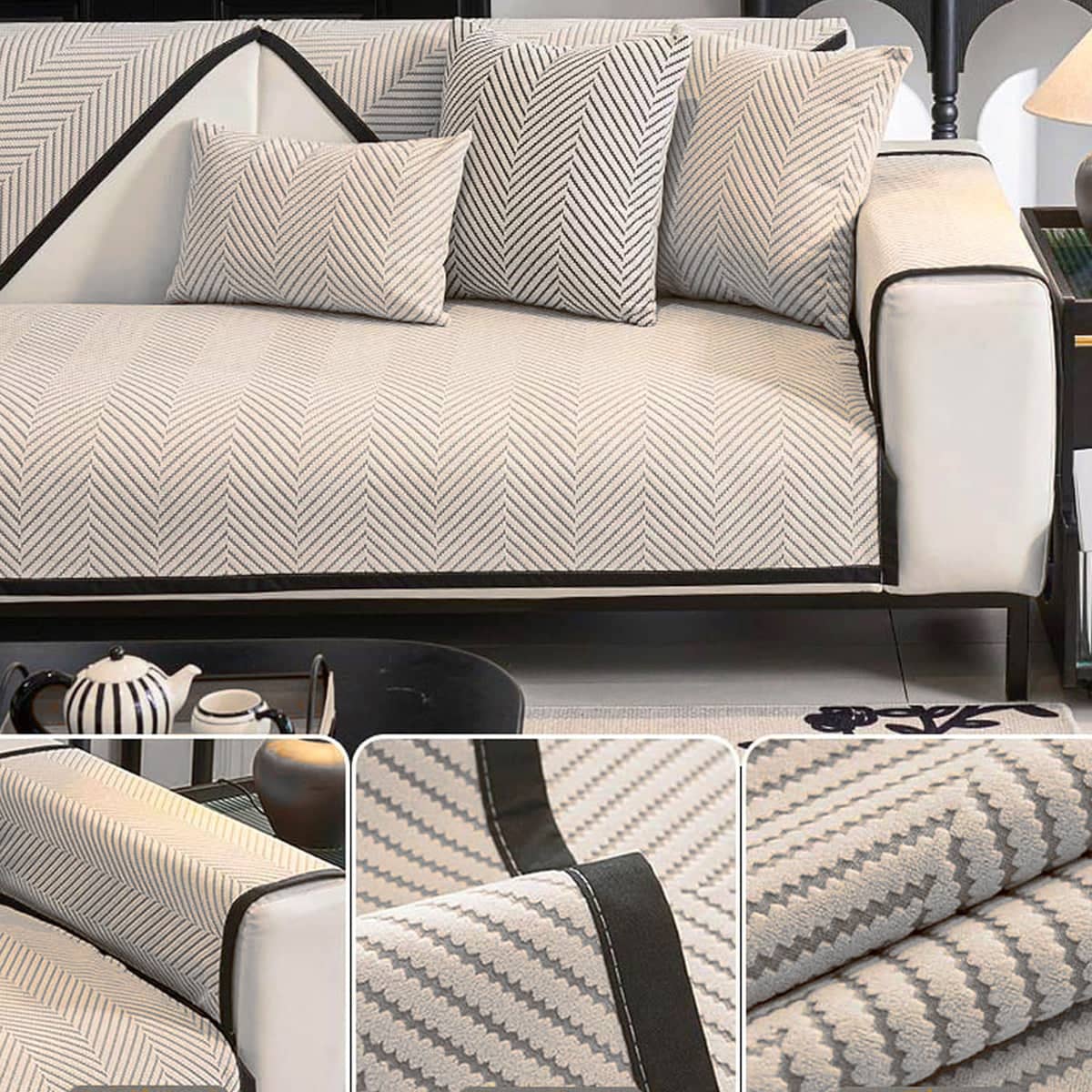 Sofa Cover Chenille Anti-Slip for Living Room Couch - 180 x 70 cm - view 5