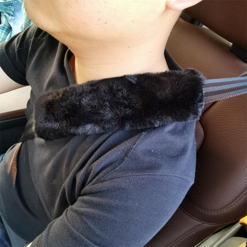 Soft Faux Wool Shoulder Strap Pad Covers, Set of 2 - Black - view 4