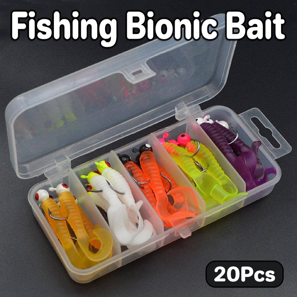 Soft Fishing Lures, 20 Pack, Bionic Worm Baits for Bass and Trout