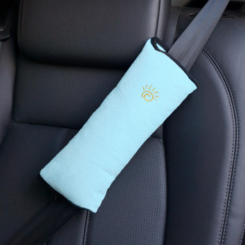Soft Plush Car Seat Belt Shoulder Pads - Blue and Beige, Set of 2 - view 8