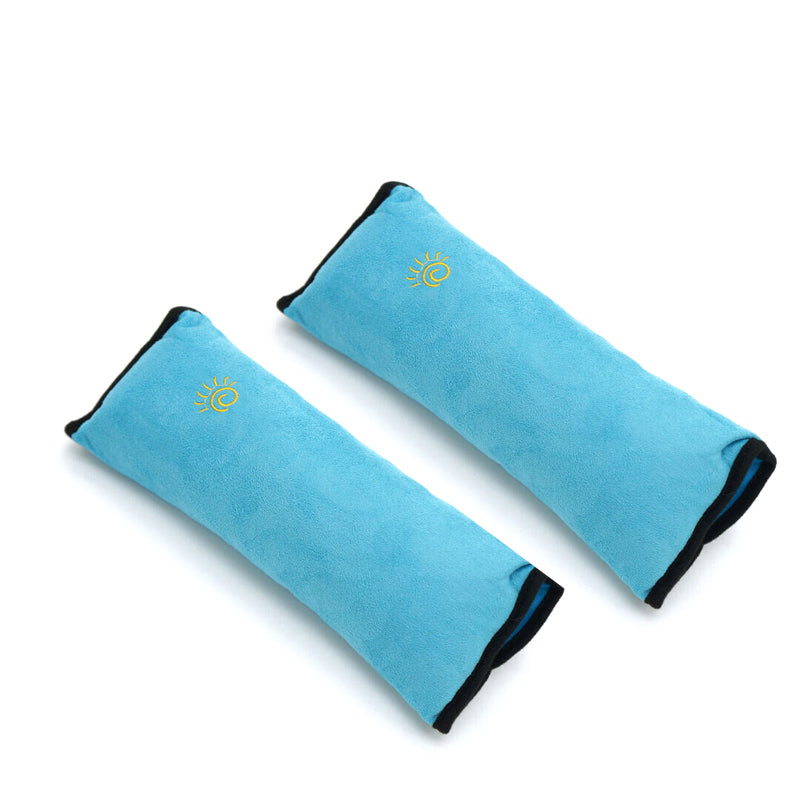 Soft Plush Car Seat Belt Shoulder Pads - Blue, Set of 2