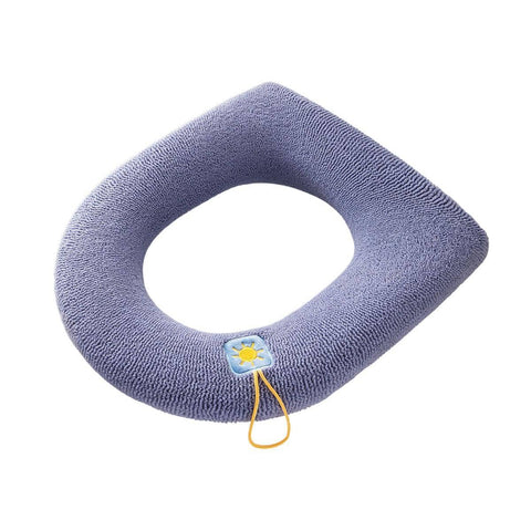 Soft Toilet Seat Cover Cushion with Hanging Loop, Washable - Blue