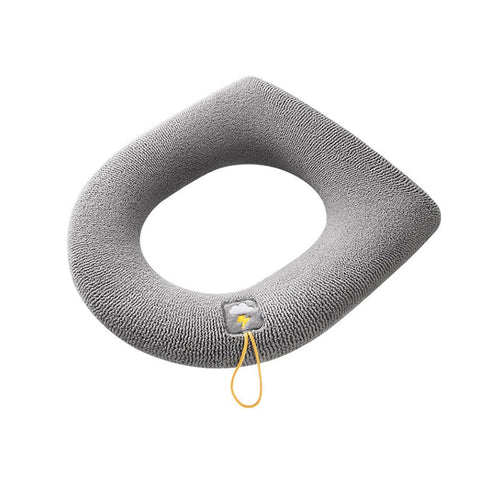 Soft Toilet Seat Cover Cushion with Hanging Loop, Washable - Grey